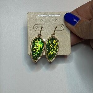 Elegant Green and Gold Earrings
